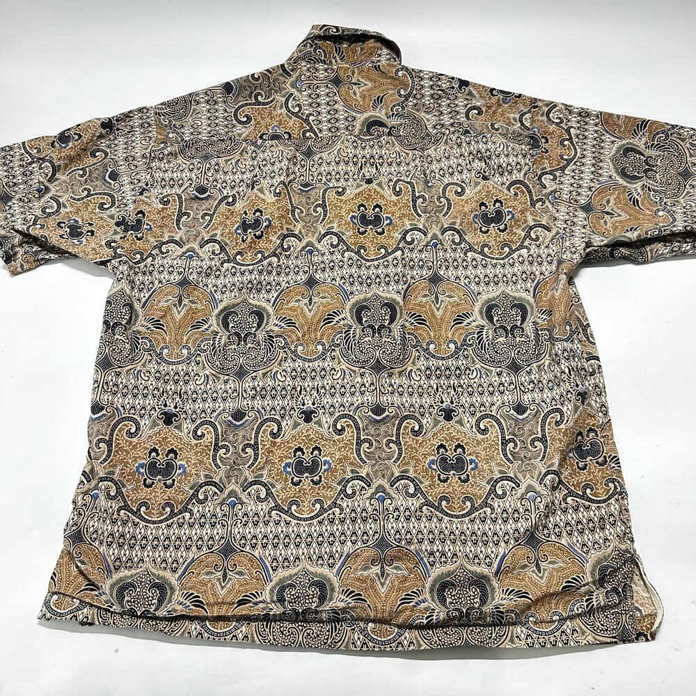 Fresh Groove Mens Shirt size L Brown Short Sleeve Button Up Paisley 100% Cotton - Picture 3 of 8